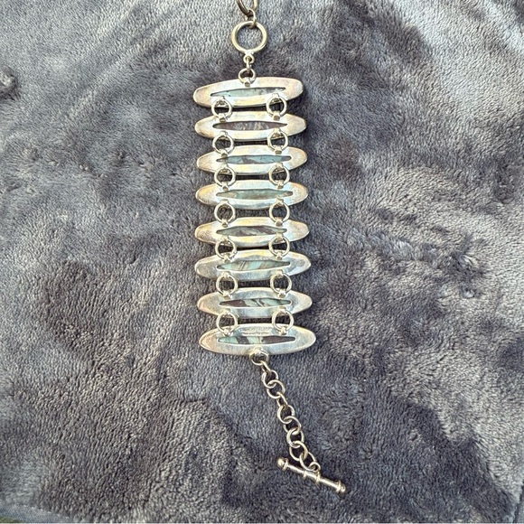 Charles Albert 925 Silver Blue Mountain Jasper Natural Stone Bracelet - Picture 5 of 9